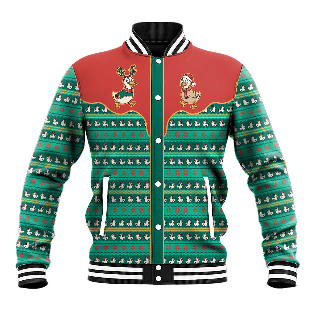 Western Yoke Baseball Jacket Merry Duckmas Funny Style - Wonder Print Shop