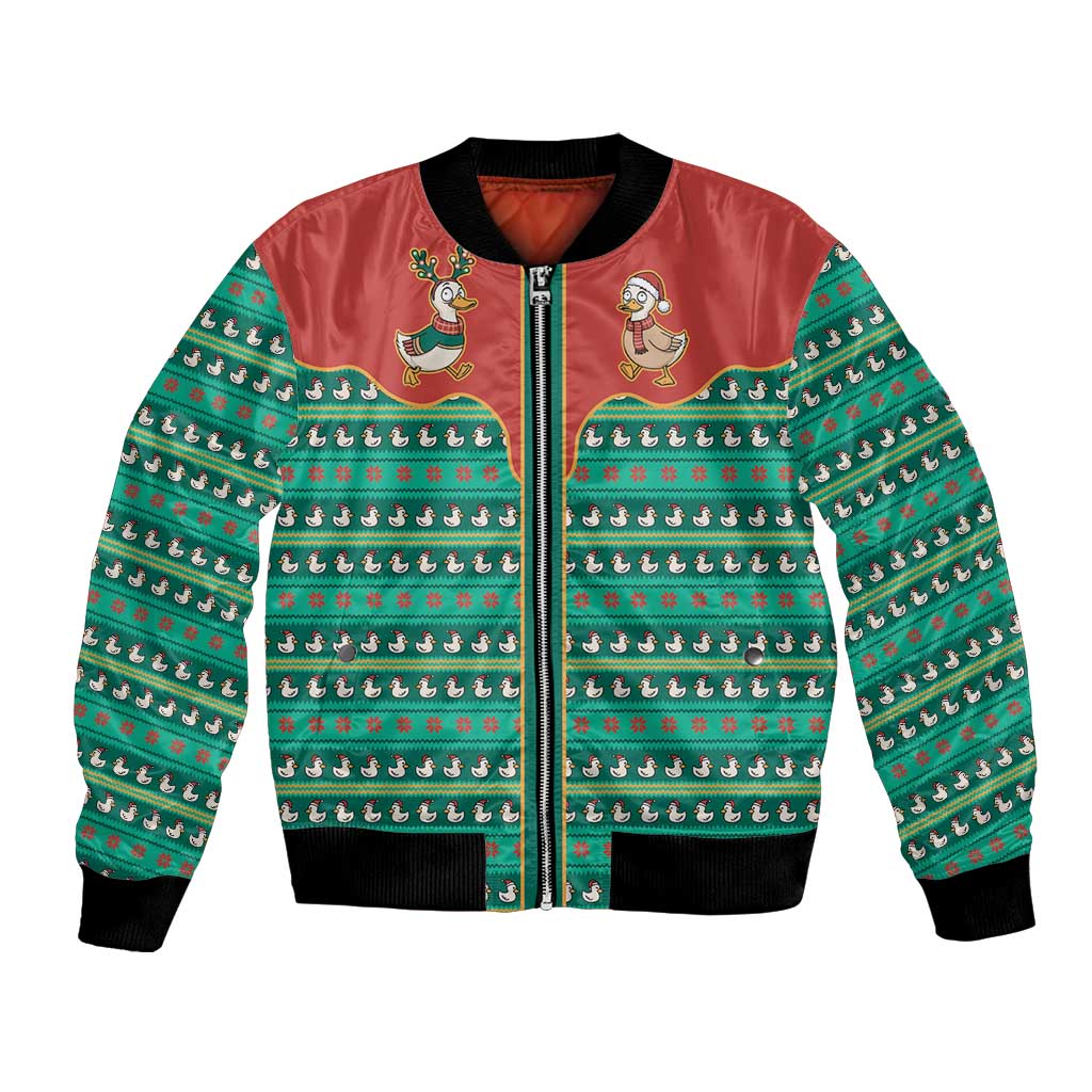 Western Yoke Bomber Jacket Merry Duckmas Funny Style - Wonder Print Shop