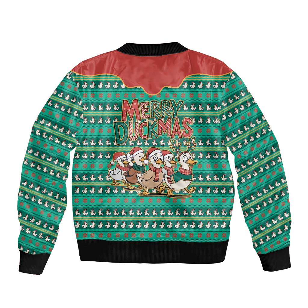 Western Yoke Bomber Jacket Merry Duckmas Funny Style - Wonder Print Shop