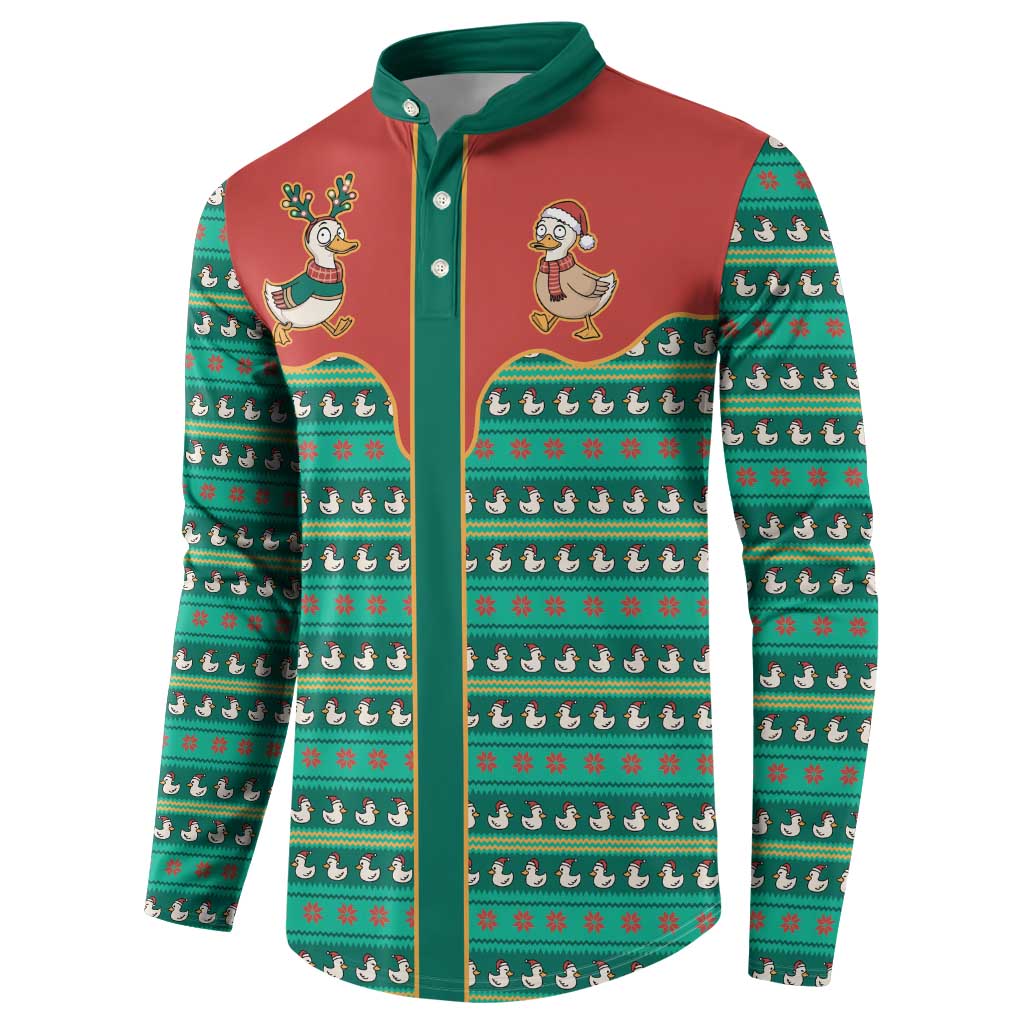 Western Yoke Button Sweatshirt Merry Duckmas Funny Style - Wonder Print Shop