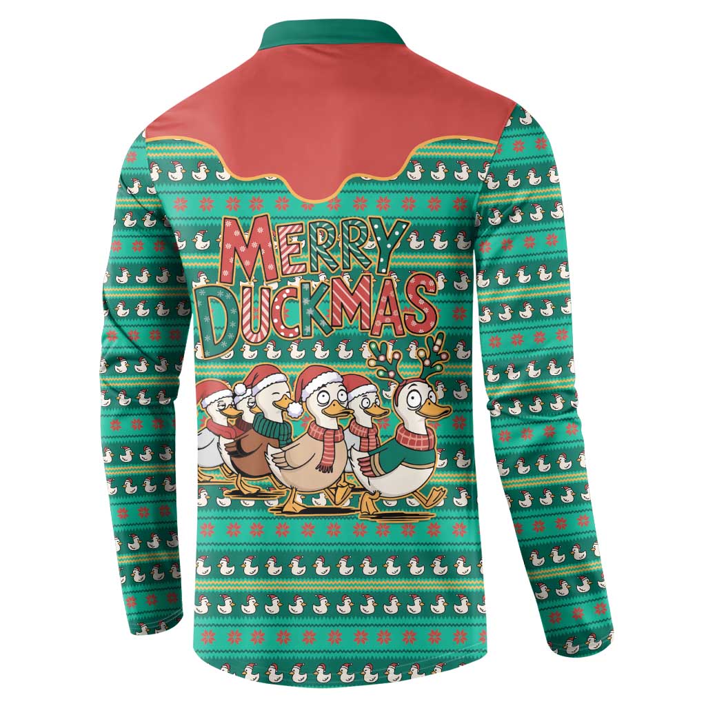 Western Yoke Button Sweatshirt Merry Duckmas Funny Style - Wonder Print Shop