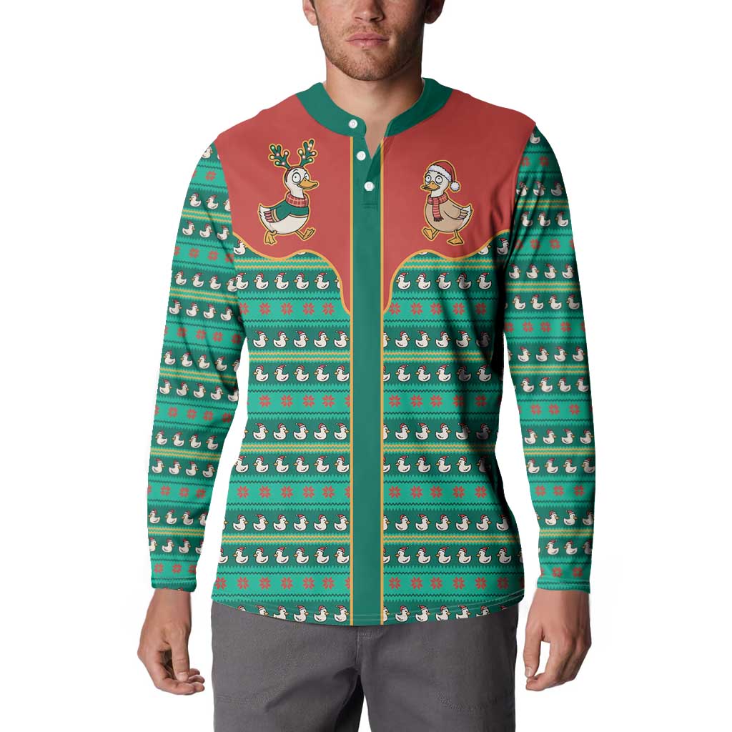 Western Yoke Button Sweatshirt Merry Duckmas Funny Style - Wonder Print Shop