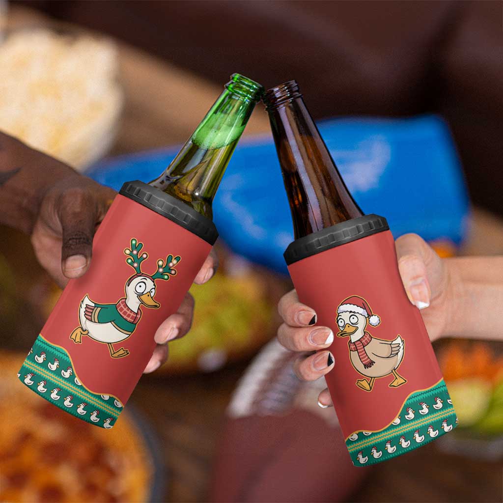 Western Yoke 4 in 1 Can Cooler Tumbler Merry Duckmas Funny Style - Wonder Print Shop