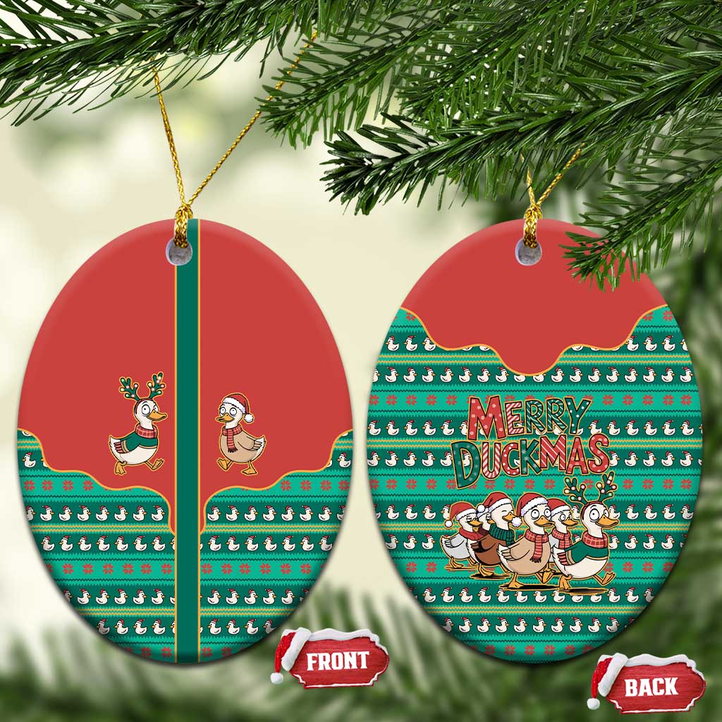Western Yoke Ceramic Ornament Merry Duckmas Funny Style - Wonder Print Shop