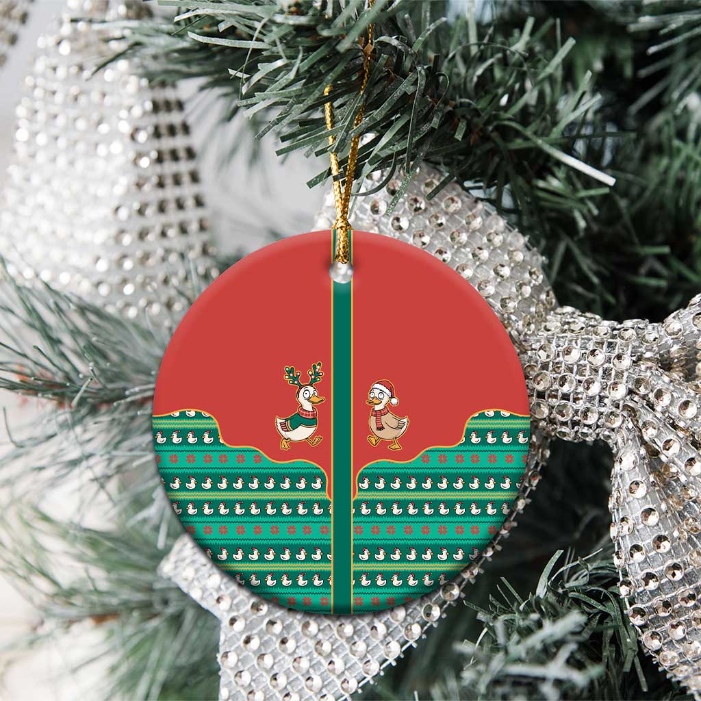 Western Yoke Ceramic Ornament Merry Duckmas Funny Style - Wonder Print Shop