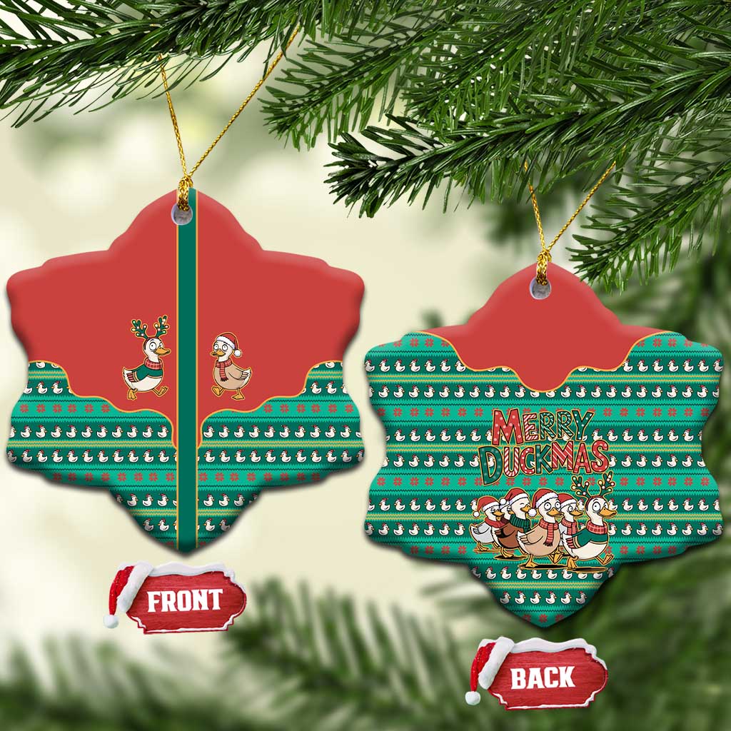 Western Yoke Ceramic Ornament Merry Duckmas Funny Style - Wonder Print Shop