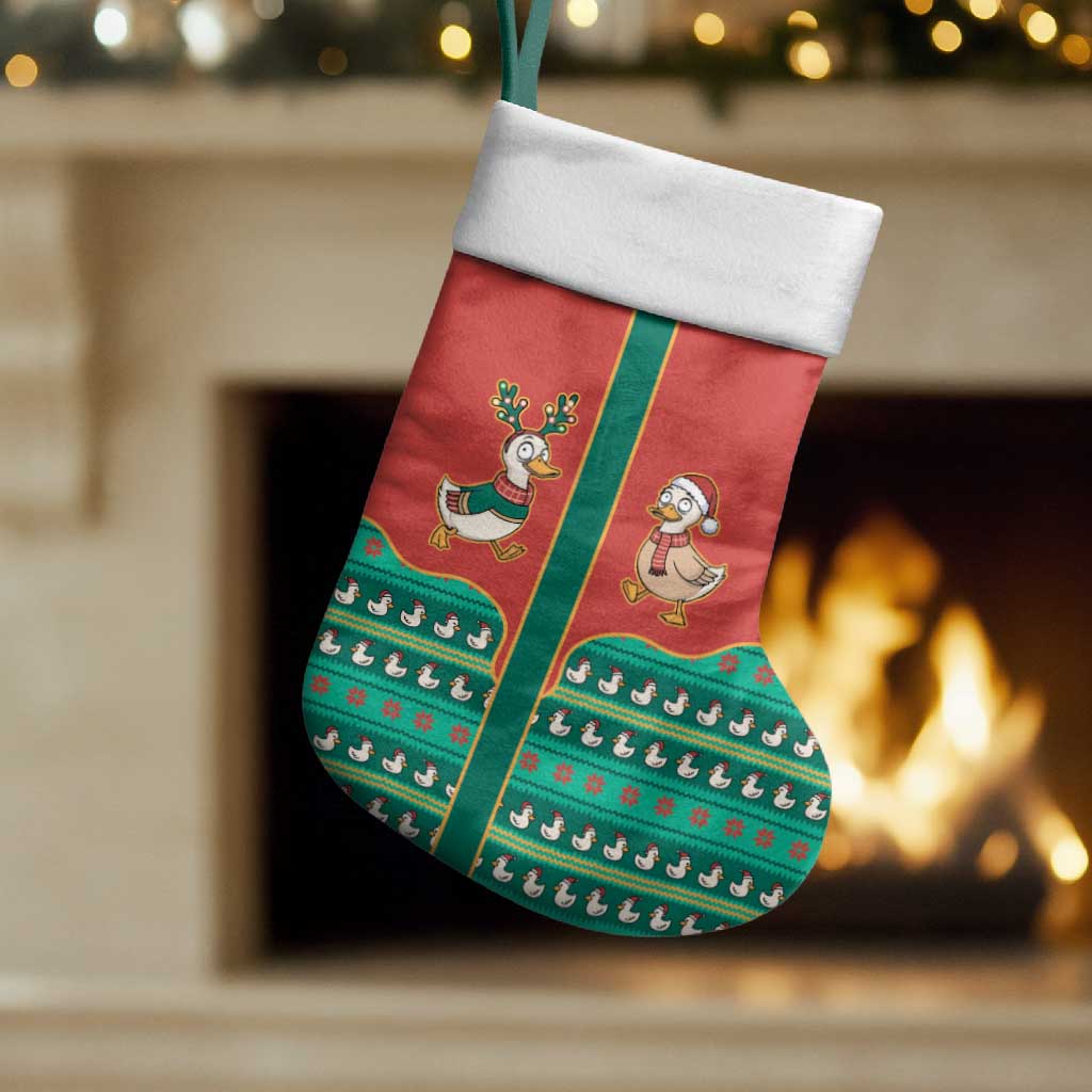 Western Yoke Christmas Stocking Merry Duckmas Funny Style - Wonder Print Shop