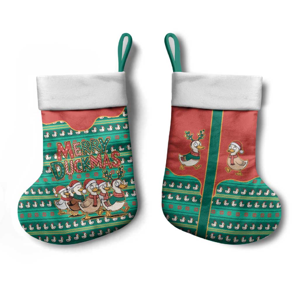 Western Yoke Christmas Stocking Merry Duckmas Funny Style - Wonder Print Shop