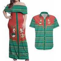 Western Yoke Couples Matching Off Shoulder Maxi Dress and Hawaiian Shirt Merry Duckmas Funny Style - Wonder Print Shop