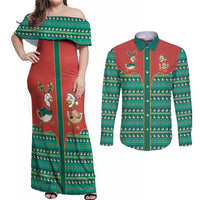 Western Yoke Couples Matching Off Shoulder Maxi Dress and Long Sleeve Button Shirt Merry Duckmas Funny Style - Wonder Print Shop