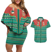 Western Yoke Couples Matching Off Shoulder Short Dress and Hawaiian Shirt Merry Duckmas Funny Style - Wonder Print Shop