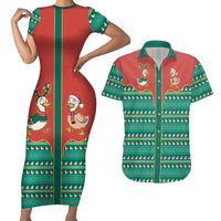 Western Yoke Couples Matching Short Sleeve Bodycon Dress and Hawaiian Shirt Merry Duckmas Funny Style - Wonder Print Shop