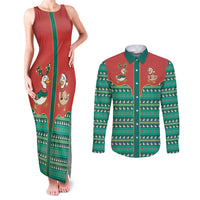 Western Yoke Couples Matching Tank Maxi Dress and Long Sleeve Button Shirt Merry Duckmas Funny Style - Wonder Print Shop