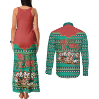 Western Yoke Couples Matching Tank Maxi Dress and Long Sleeve Button Shirt Merry Duckmas Funny Style - Wonder Print Shop