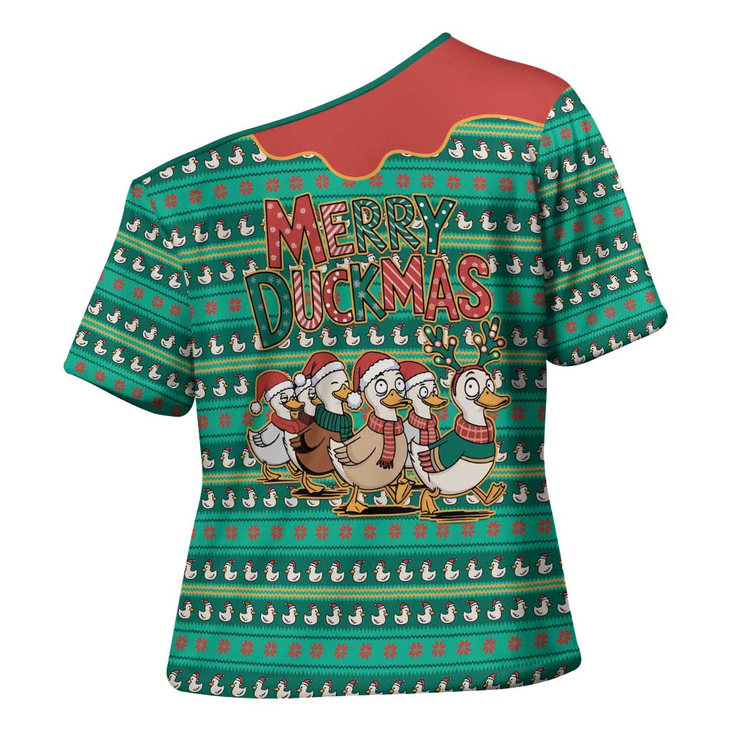 Western Yoke Cross Shoulder Shirt Merry Duckmas Funny Style - Wonder Print Shop