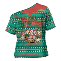 Western Yoke Cross Shoulder Shirt Merry Duckmas Funny Style - Wonder Print Shop