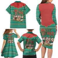 Western Yoke Family Matching Long Sleeve Bodycon Dress and Hawaiian Shirt Merry Duckmas Funny Style - Wonder Print Shop