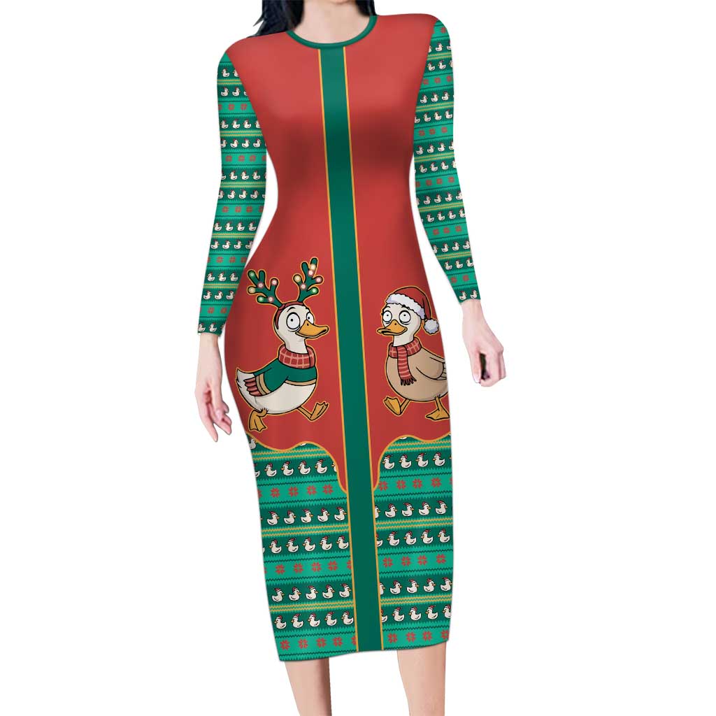 Western Yoke Family Matching Long Sleeve Bodycon Dress and Hawaiian Shirt Merry Duckmas Funny Style - Wonder Print Shop