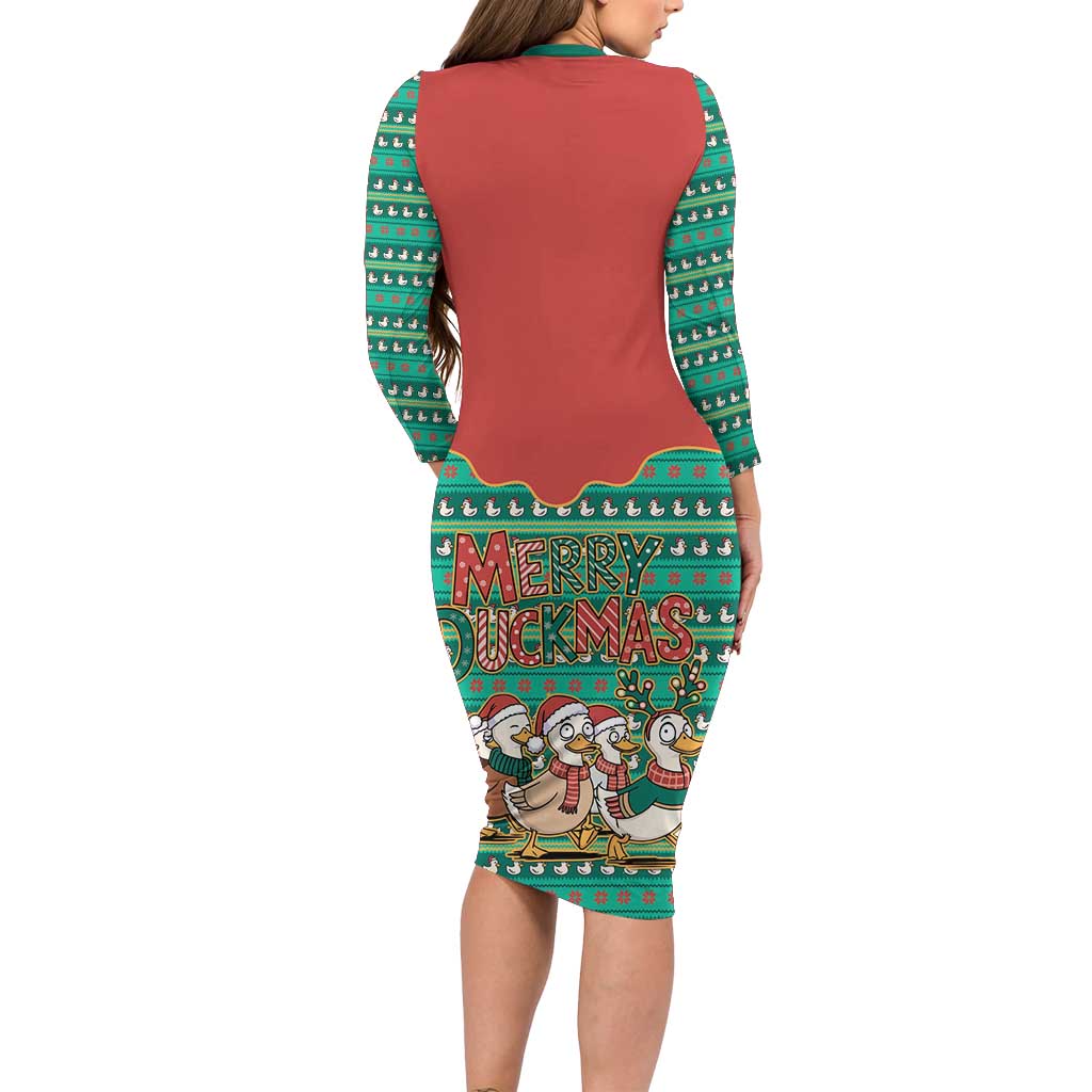 Western Yoke Family Matching Long Sleeve Bodycon Dress and Hawaiian Shirt Merry Duckmas Funny Style - Wonder Print Shop