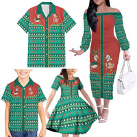 Western Yoke Family Matching Off The Shoulder Long Sleeve Dress and Hawaiian Shirt Merry Duckmas Funny Style - Wonder Print Shop