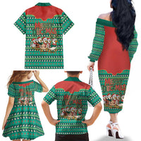 Western Yoke Family Matching Off The Shoulder Long Sleeve Dress and Hawaiian Shirt Merry Duckmas Funny Style - Wonder Print Shop