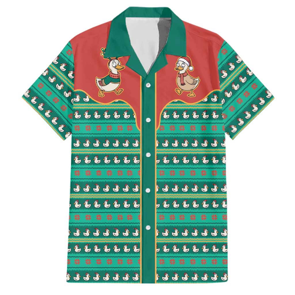 Western Yoke Family Matching Off The Shoulder Long Sleeve Dress and Hawaiian Shirt Merry Duckmas Funny Style - Wonder Print Shop