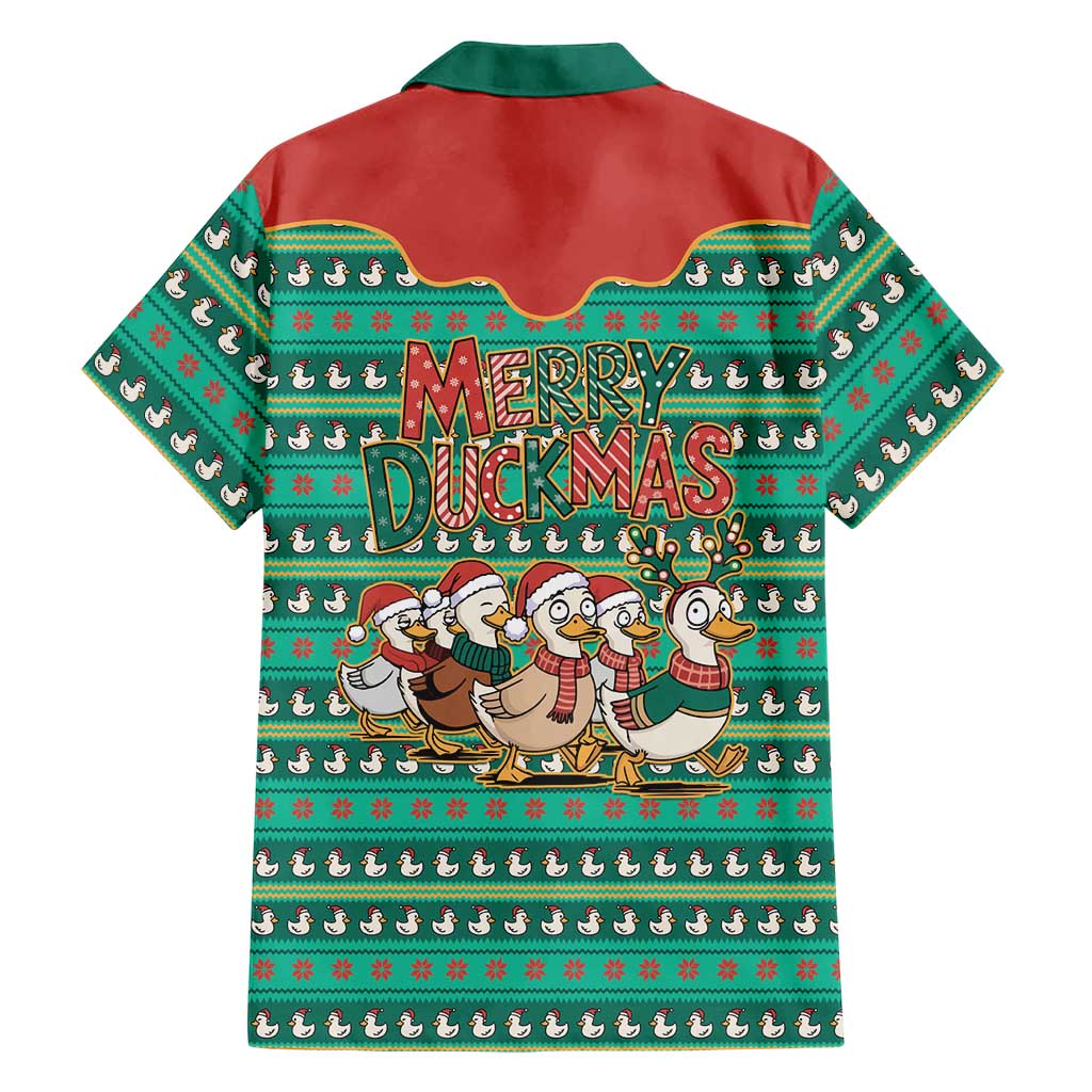 Western Yoke Family Matching Off The Shoulder Long Sleeve Dress and Hawaiian Shirt Merry Duckmas Funny Style - Wonder Print Shop