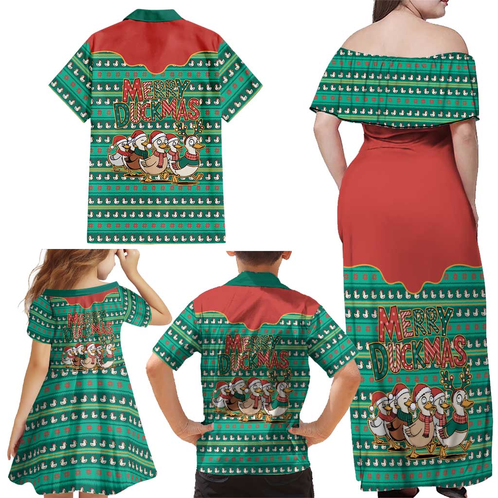Western Yoke Family Matching Off Shoulder Maxi Dress and Hawaiian Shirt Merry Duckmas Funny Style - Wonder Print Shop