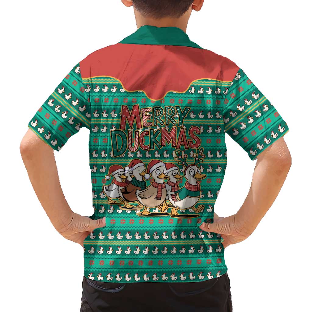 Western Yoke Family Matching Off Shoulder Short Dress and Hawaiian Shirt Merry Duckmas Funny Style - Wonder Print Shop