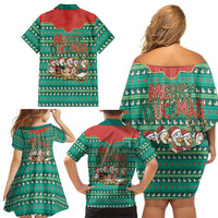 Western Yoke Family Matching Off Shoulder Short Dress and Hawaiian Shirt Merry Duckmas Funny Style - Wonder Print Shop