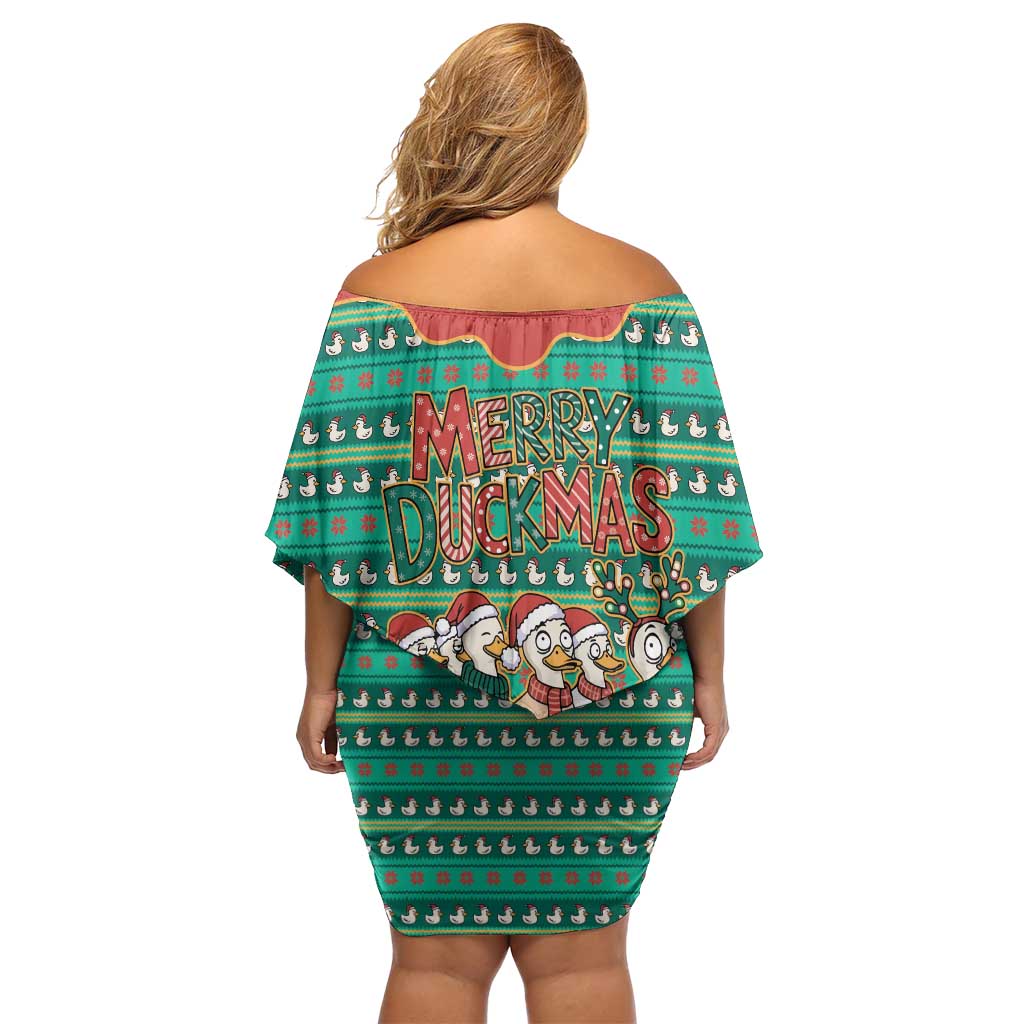 Western Yoke Family Matching Off Shoulder Short Dress and Hawaiian Shirt Merry Duckmas Funny Style - Wonder Print Shop