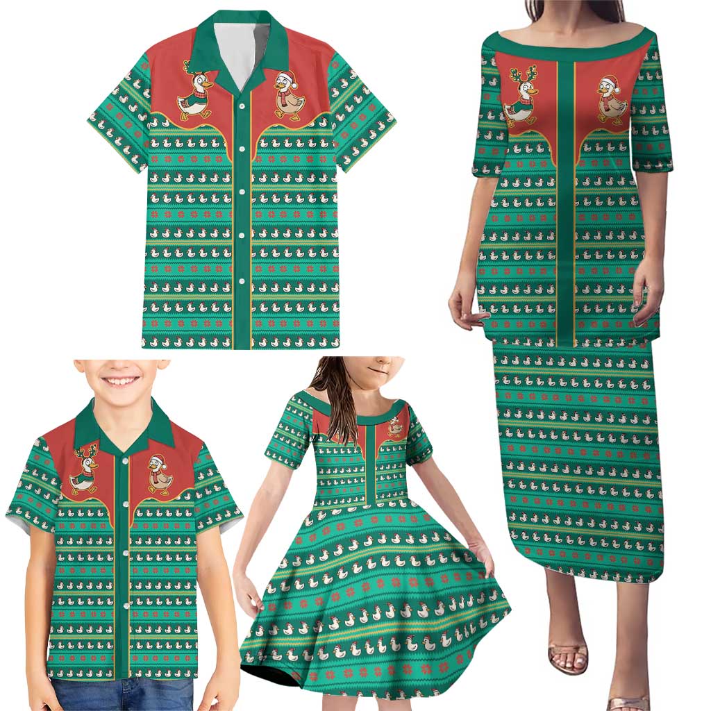 Western Yoke Family Matching Puletasi and Hawaiian Shirt Merry Duckmas Funny Style - Wonder Print Shop