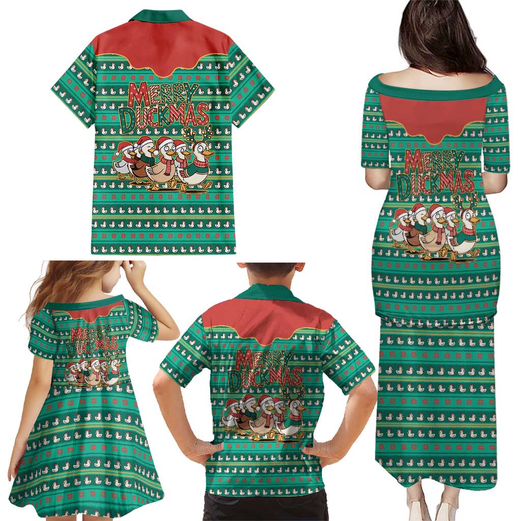 Western Yoke Family Matching Puletasi and Hawaiian Shirt Merry Duckmas Funny Style - Wonder Print Shop