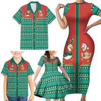 Western Yoke Family Matching Short Sleeve Bodycon Dress and Hawaiian Shirt Merry Duckmas Funny Style - Wonder Print Shop