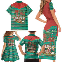 Western Yoke Family Matching Short Sleeve Bodycon Dress and Hawaiian Shirt Merry Duckmas Funny Style - Wonder Print Shop