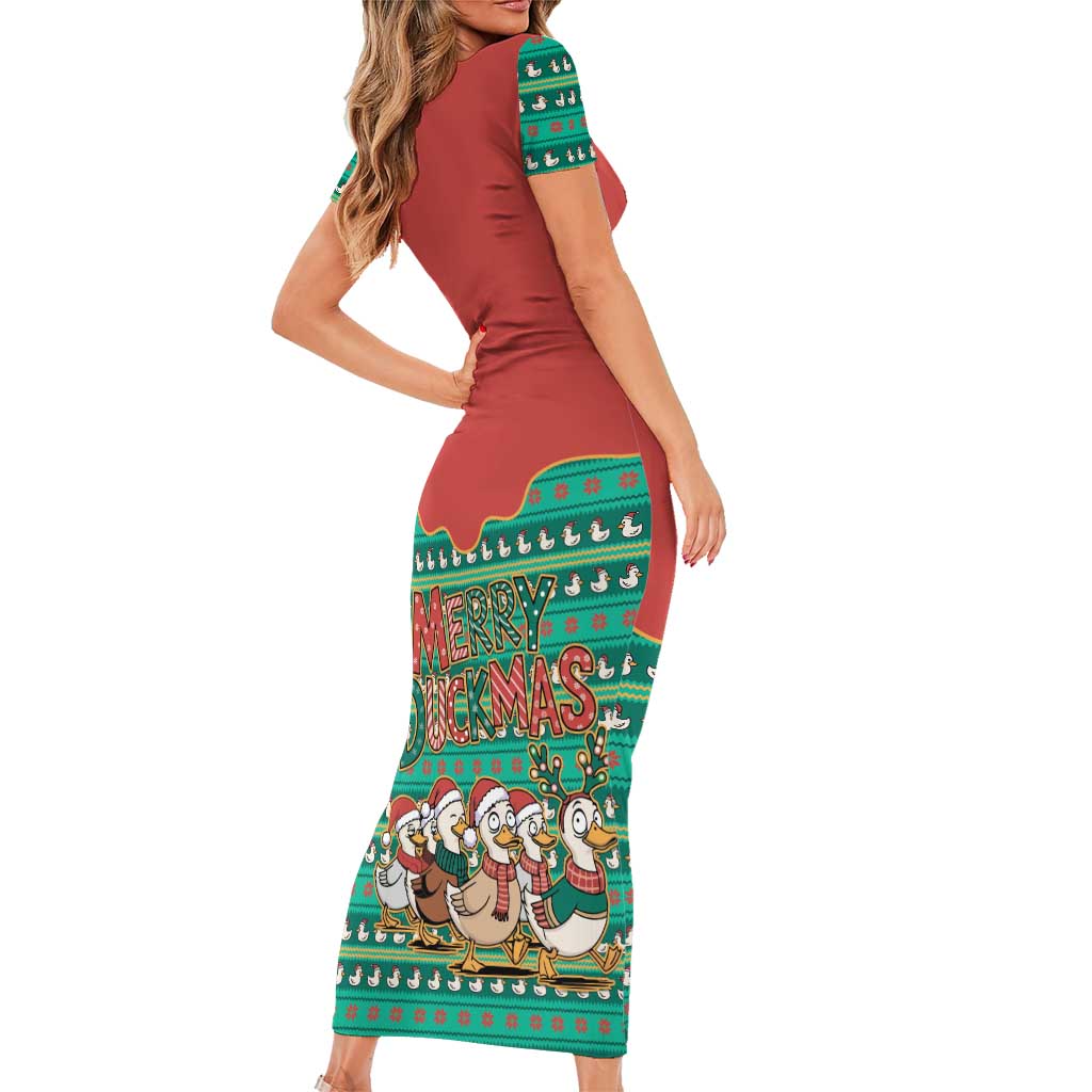 Western Yoke Family Matching Short Sleeve Bodycon Dress and Hawaiian Shirt Merry Duckmas Funny Style - Wonder Print Shop
