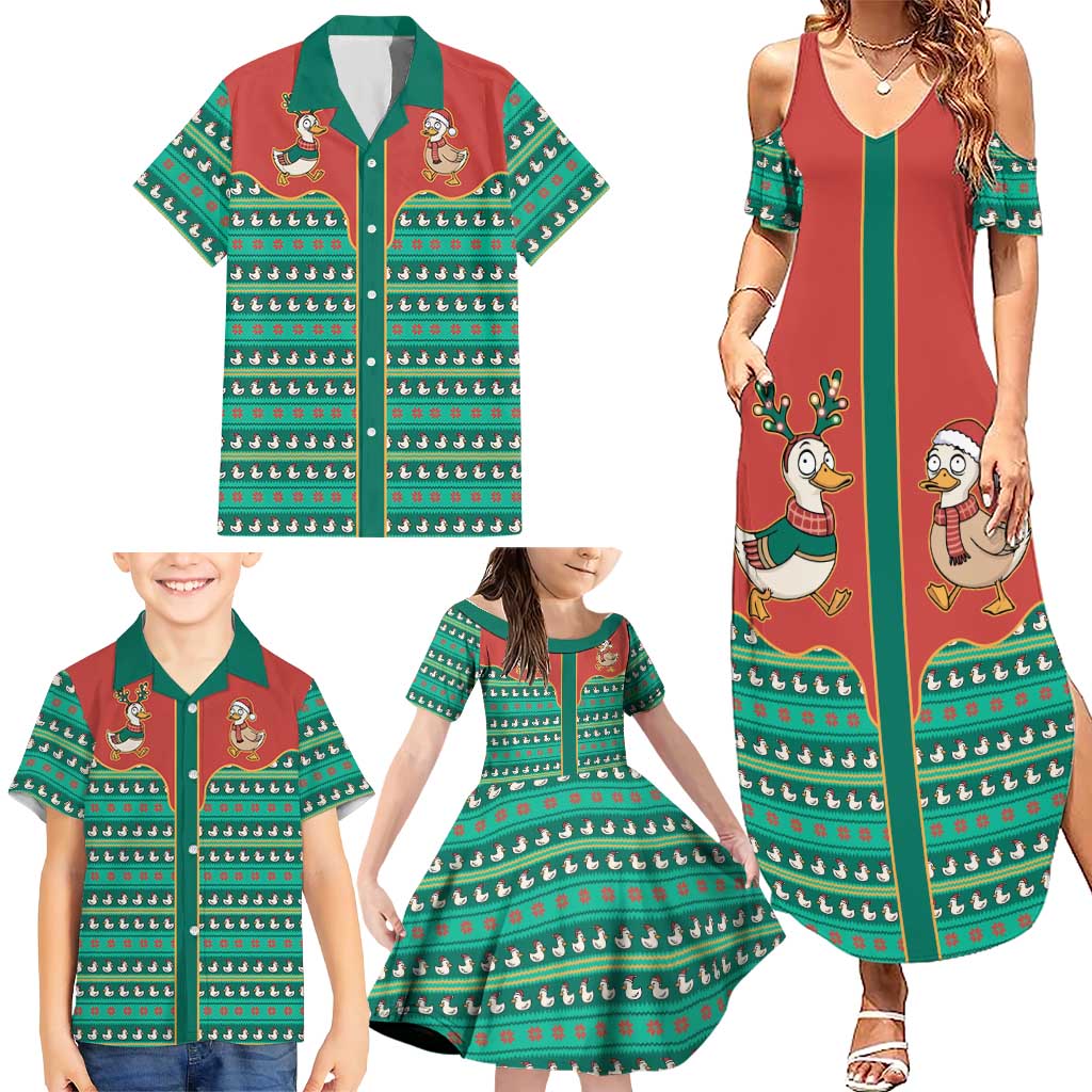 Western Yoke Family Matching Summer Maxi Dress and Hawaiian Shirt Merry Duckmas Funny Style - Wonder Print Shop