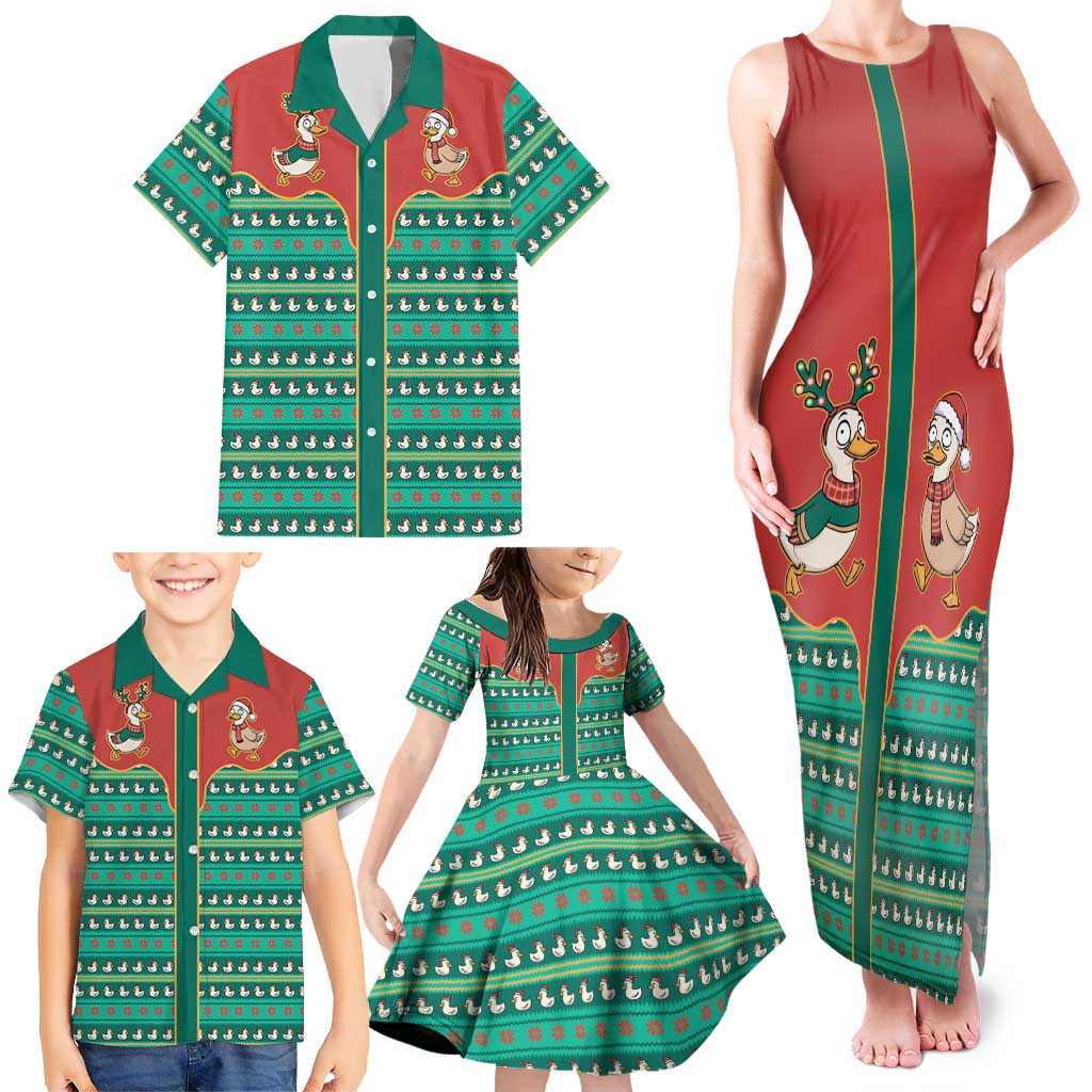 Western Yoke Family Matching Tank Maxi Dress and Hawaiian Shirt Merry Duckmas Funny Style - Wonder Print Shop