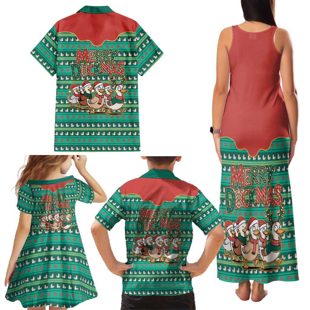 Western Yoke Family Matching Tank Maxi Dress and Hawaiian Shirt Merry Duckmas Funny Style - Wonder Print Shop