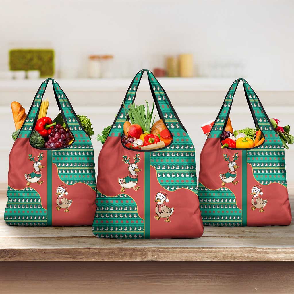 Western Yoke Grocery Bag Merry Duckmas Funny Style - Wonder Print Shop