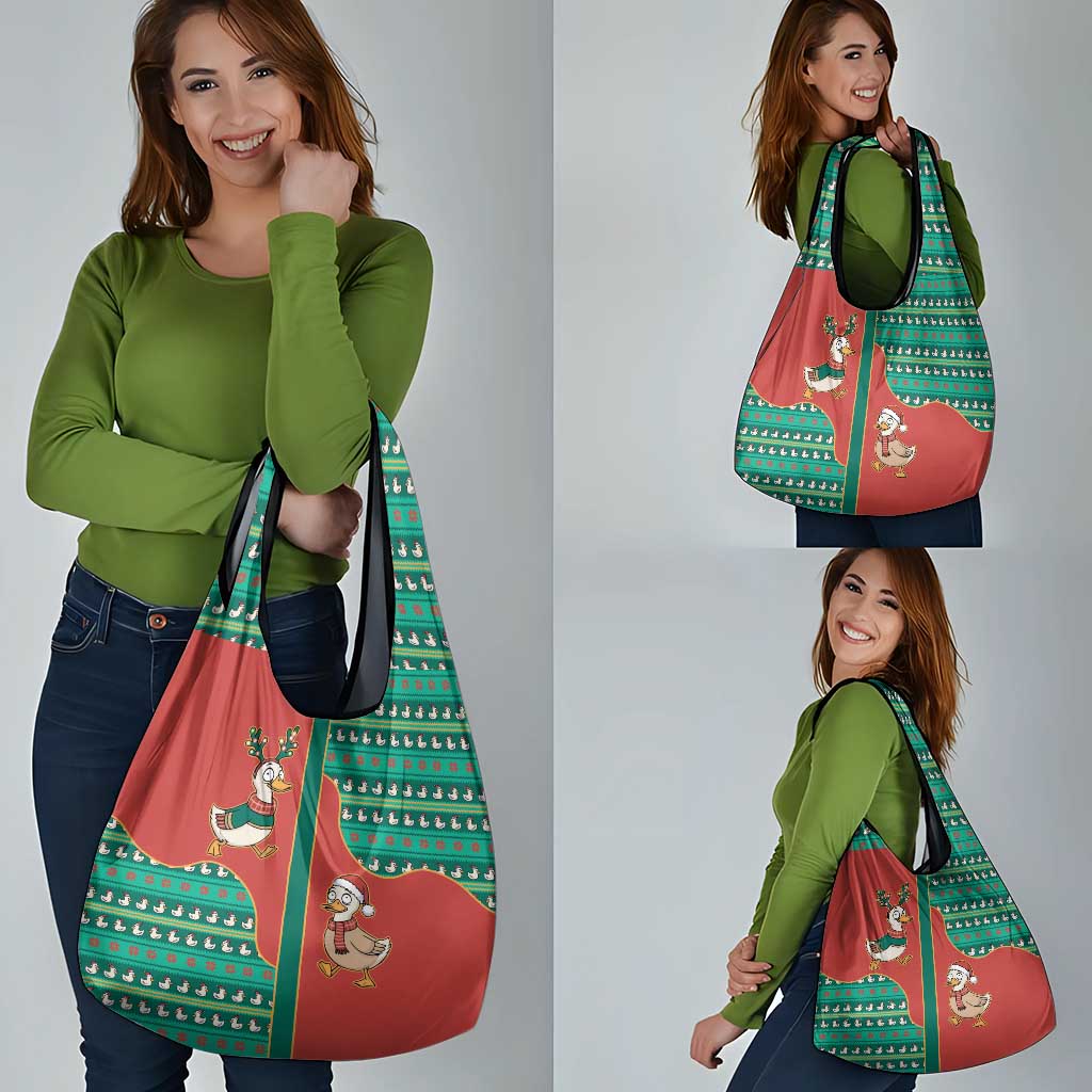 Western Yoke Grocery Bag Merry Duckmas Funny Style - Wonder Print Shop
