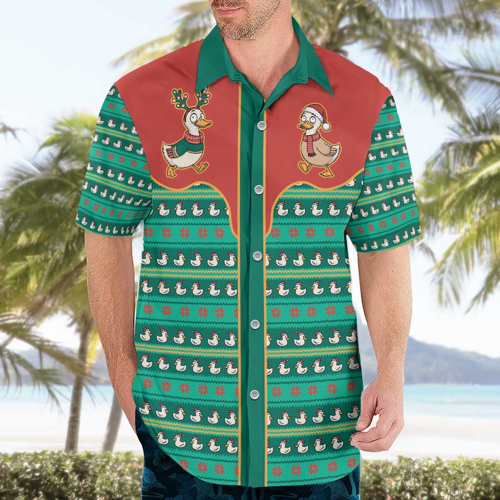 Western Yoke Hawaiian Shirt Merry Duckmas Funny Style - Wonder Print Shop