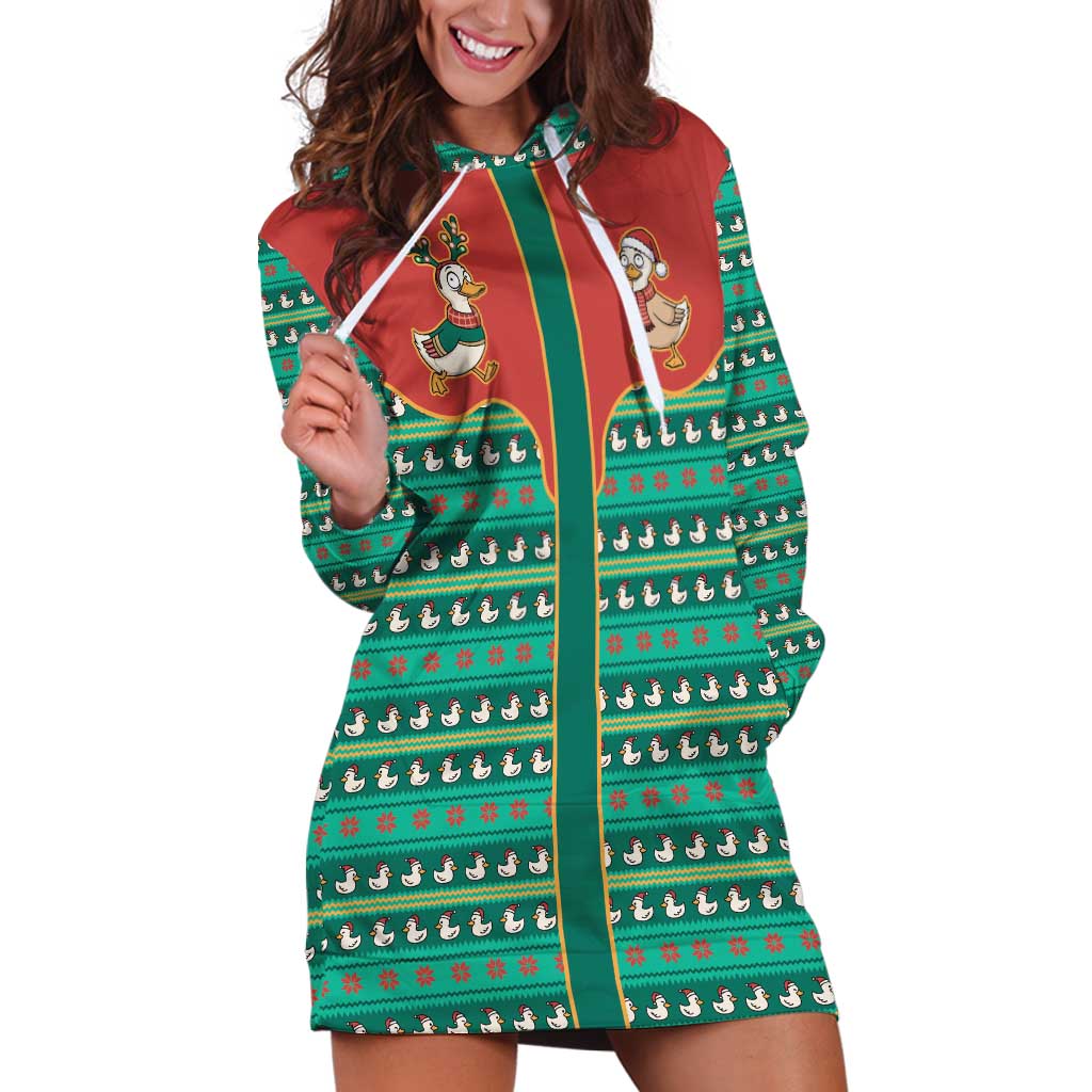 Western Yoke Hoodie Dress Merry Duckmas Funny Style - Wonder Print Shop