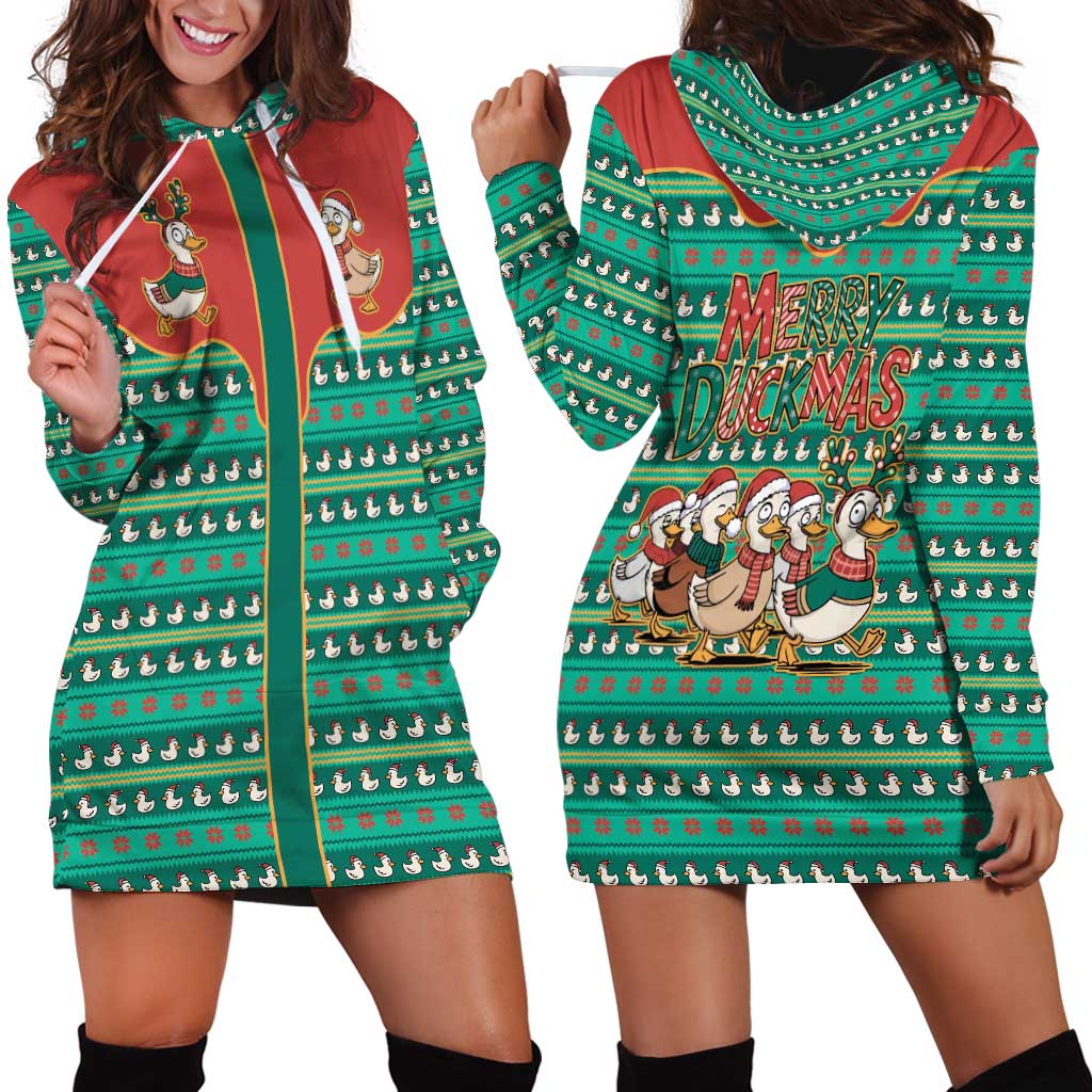 Western Yoke Hoodie Dress Merry Duckmas Funny Style - Wonder Print Shop