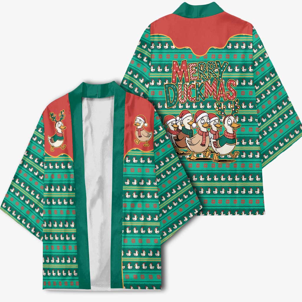 Western Yoke Kimono Merry Duckmas Funny Style - Wonder Print Shop