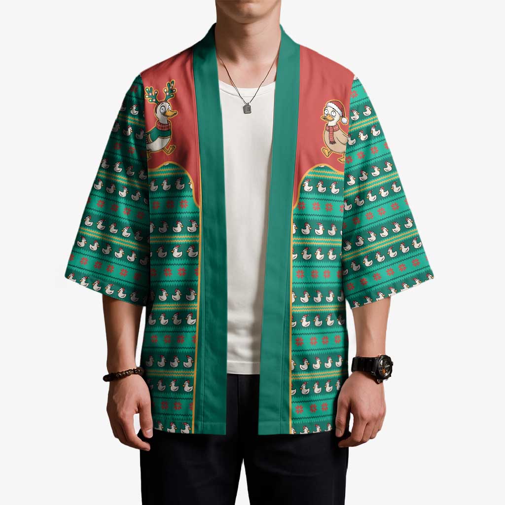 Western Yoke Kimono Merry Duckmas Funny Style - Wonder Print Shop