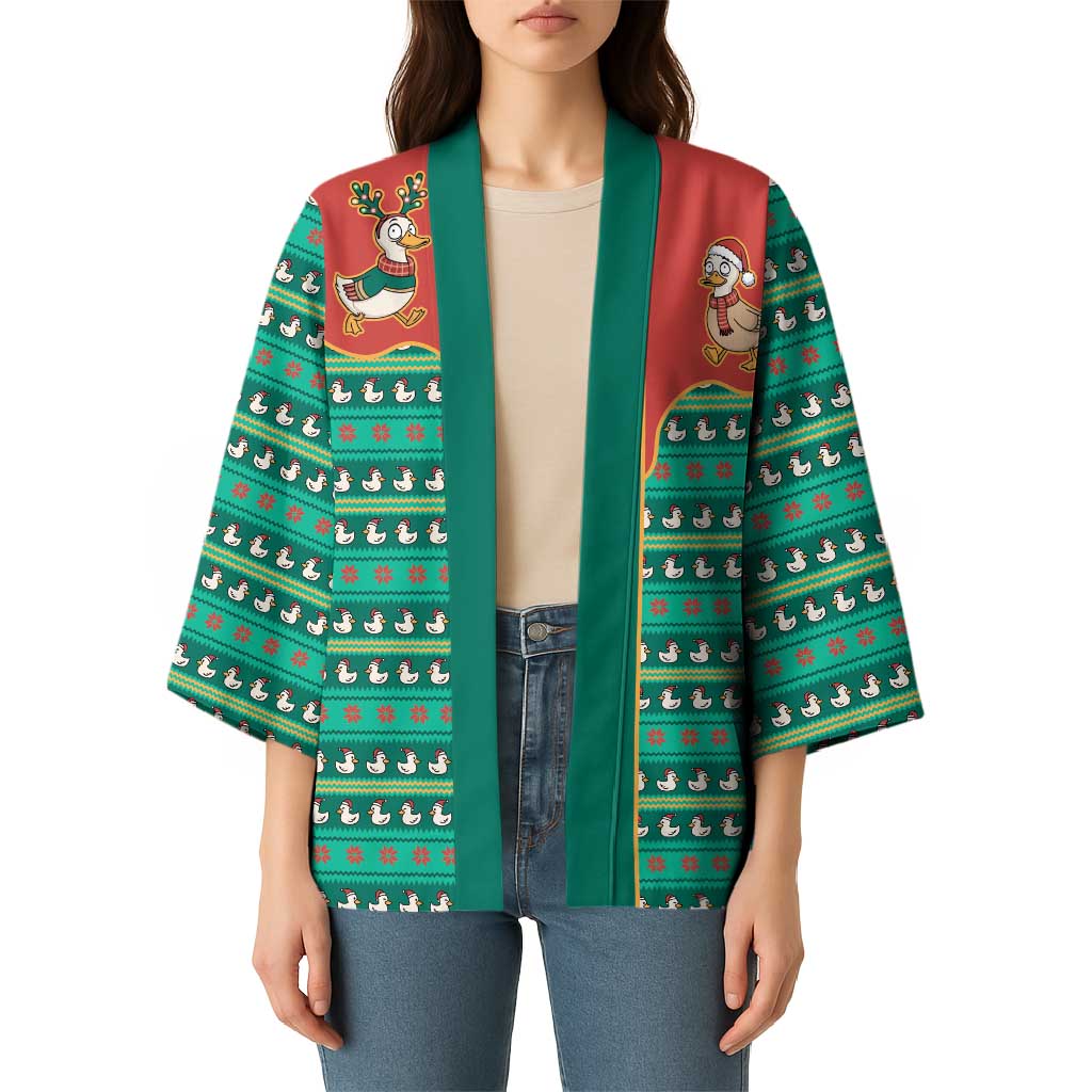 Western Yoke Kimono Merry Duckmas Funny Style - Wonder Print Shop