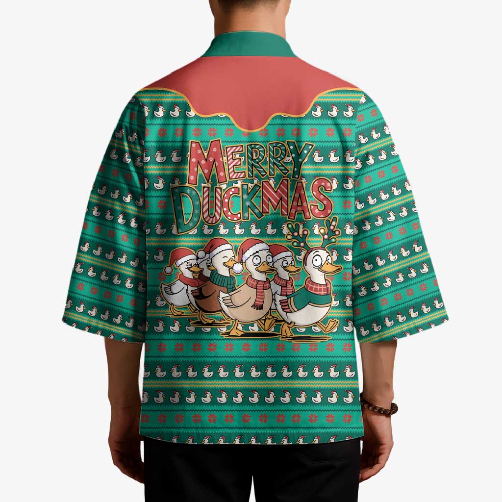 Western Yoke Kimono Merry Duckmas Funny Style - Wonder Print Shop