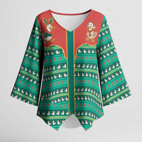 Western Yoke Kimono Sleeve Blouse Merry Duckmas Funny Style - Wonder Print Shop