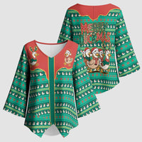 Western Yoke Kimono Sleeve Blouse Merry Duckmas Funny Style - Wonder Print Shop
